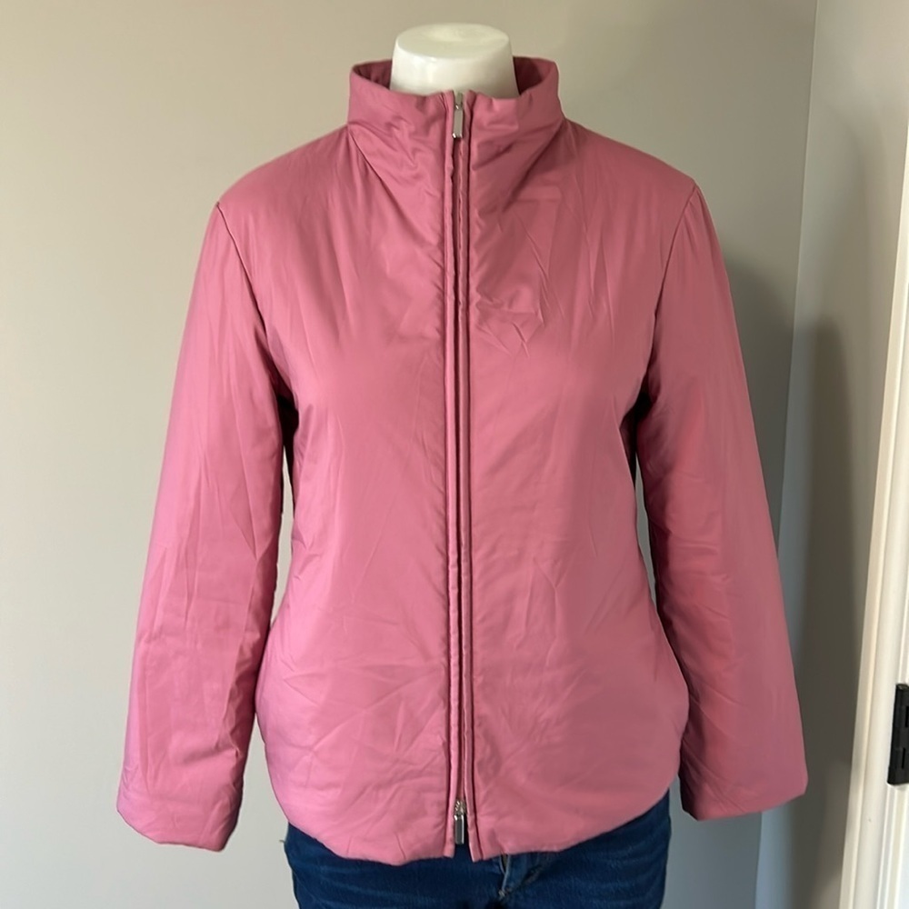 Max Mara Down Packable Coat Full Zip Pockets Designer Luxury Rose Pink Sz 4